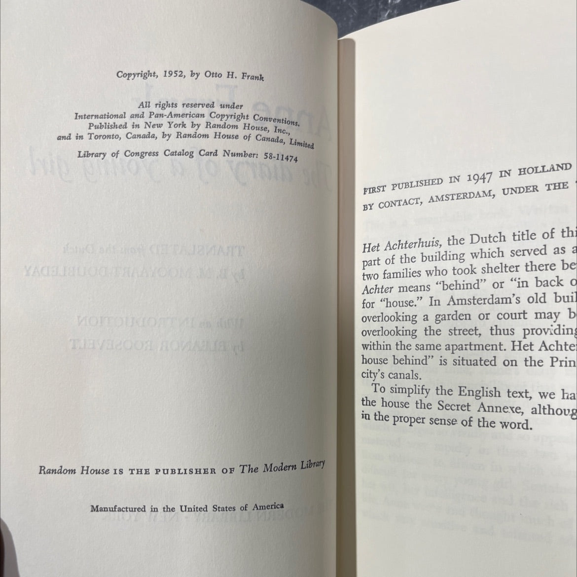 anne frank the diary of a young girl book, by anne frank, 1952 Hardcover image 3