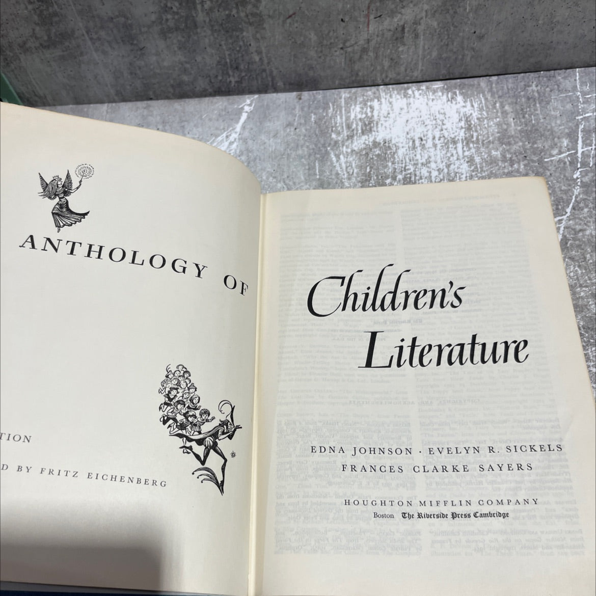 anthology of children's literature book, by edna johnson, evelyn r. sickels, frances clarke sayers, 1959 Hardcover image 2
