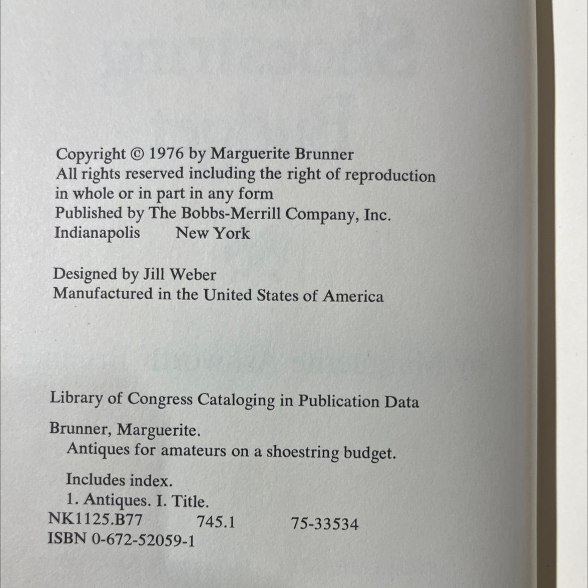 antiques for amateurs on a shoestring budget book, by Marguerite Ashworth Brunner, 1976 Hardcover image 3