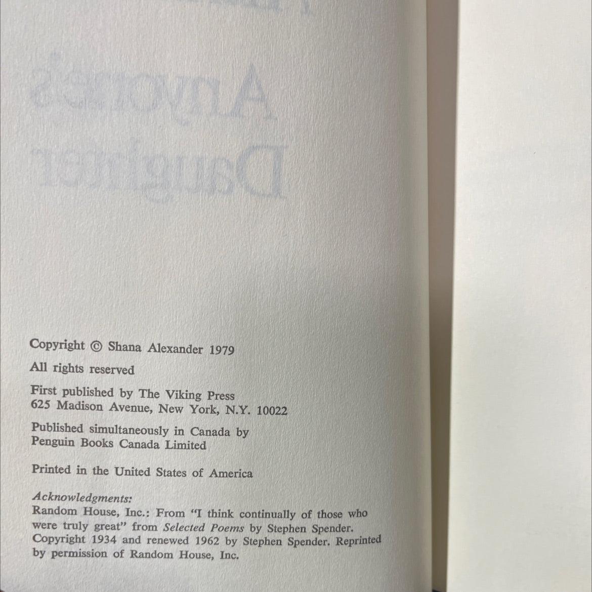 anyone's daughter book, by shana alexander, 1979 Hardcover image 3