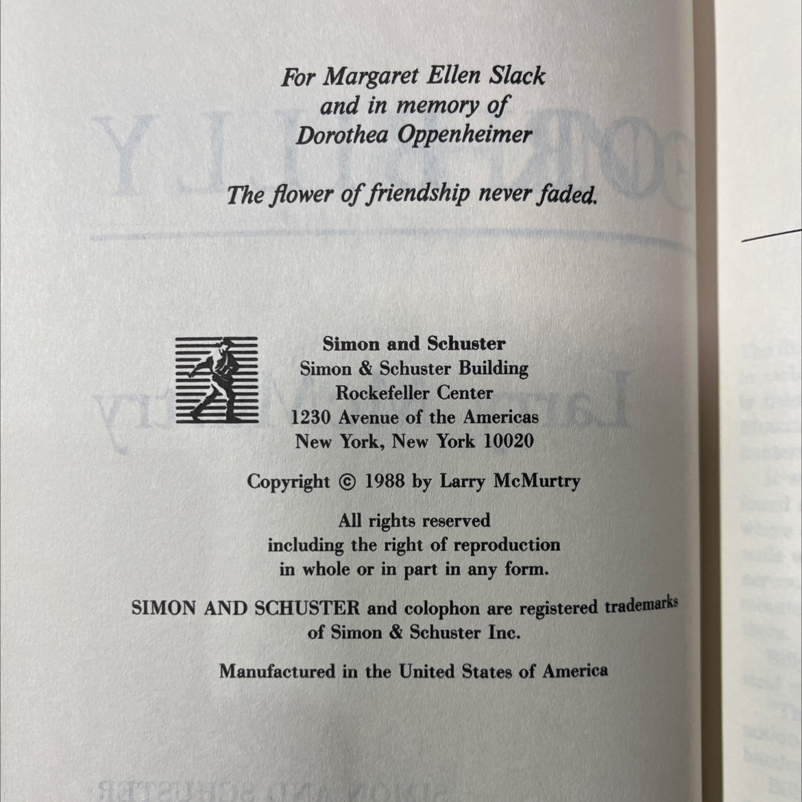 anything for billy book, by Larry McMurtry, 1988 Hardcover image 3