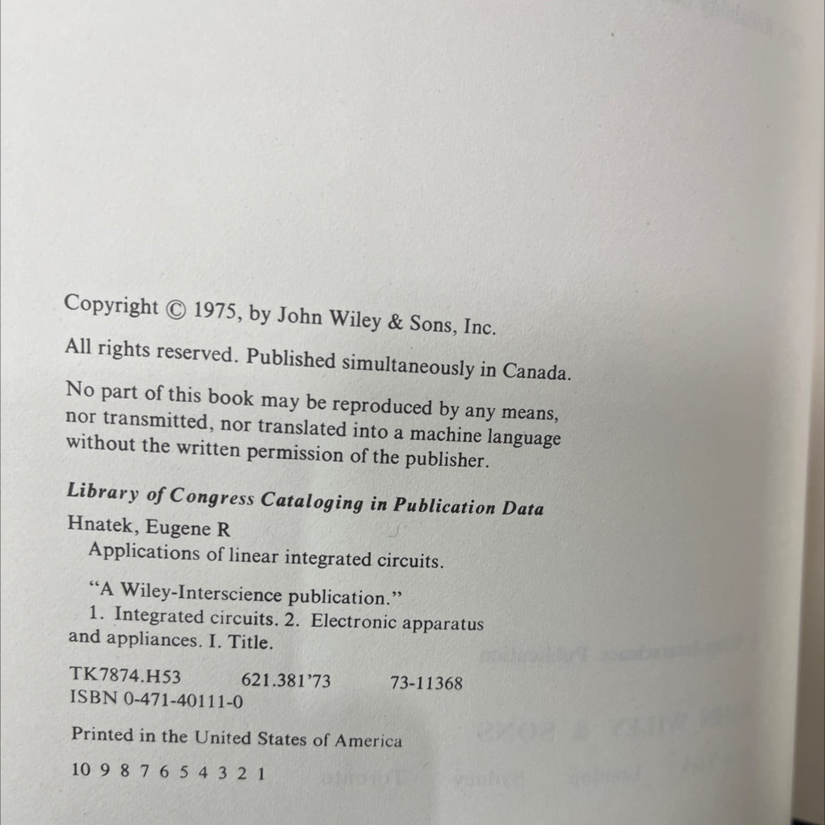 applications of linear integrated circuits book, by eugene r. hnatek, 1975 Hardcover image 3