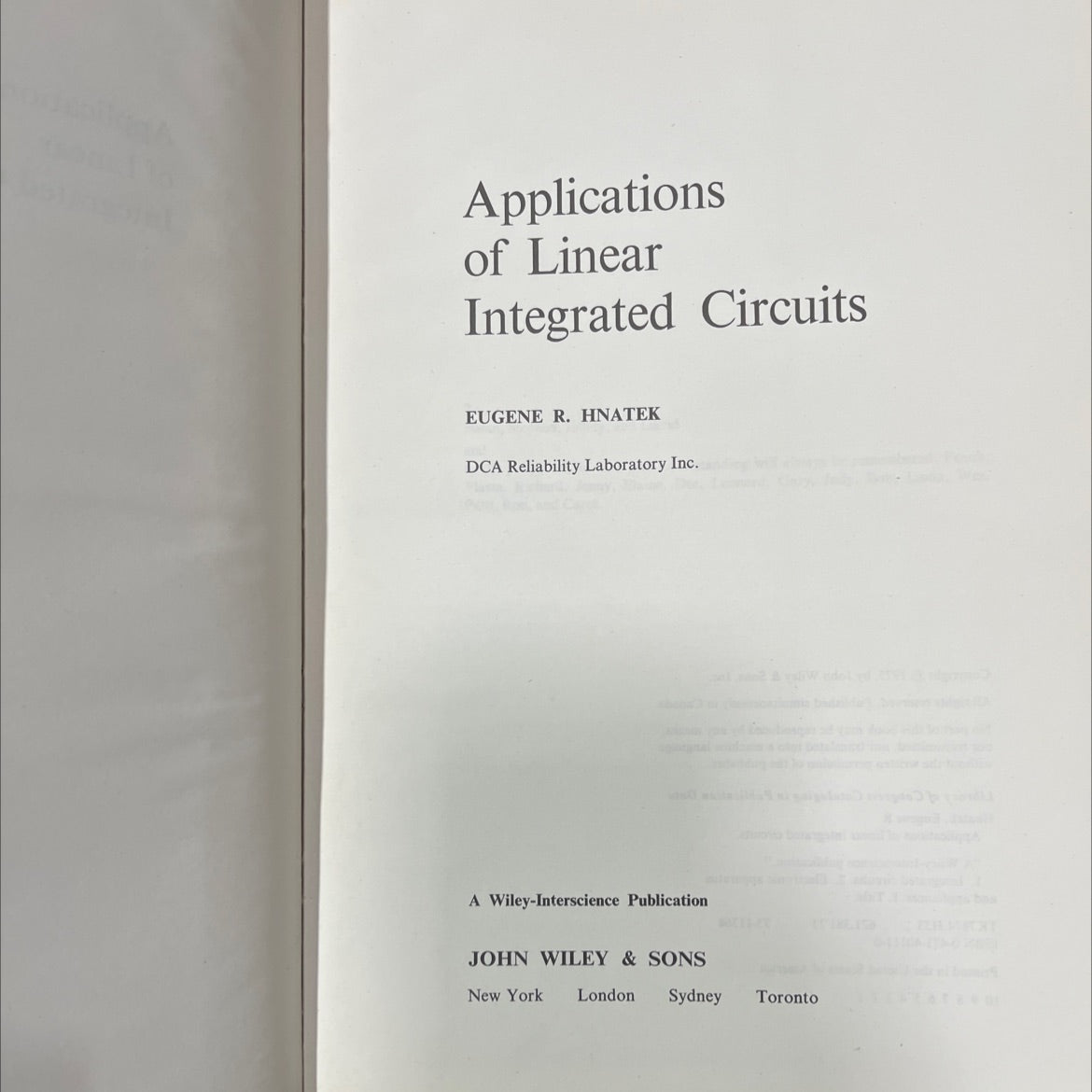applications of linear integrated circuits book, by eugene r. hnatek, 1975 Hardcover image 2
