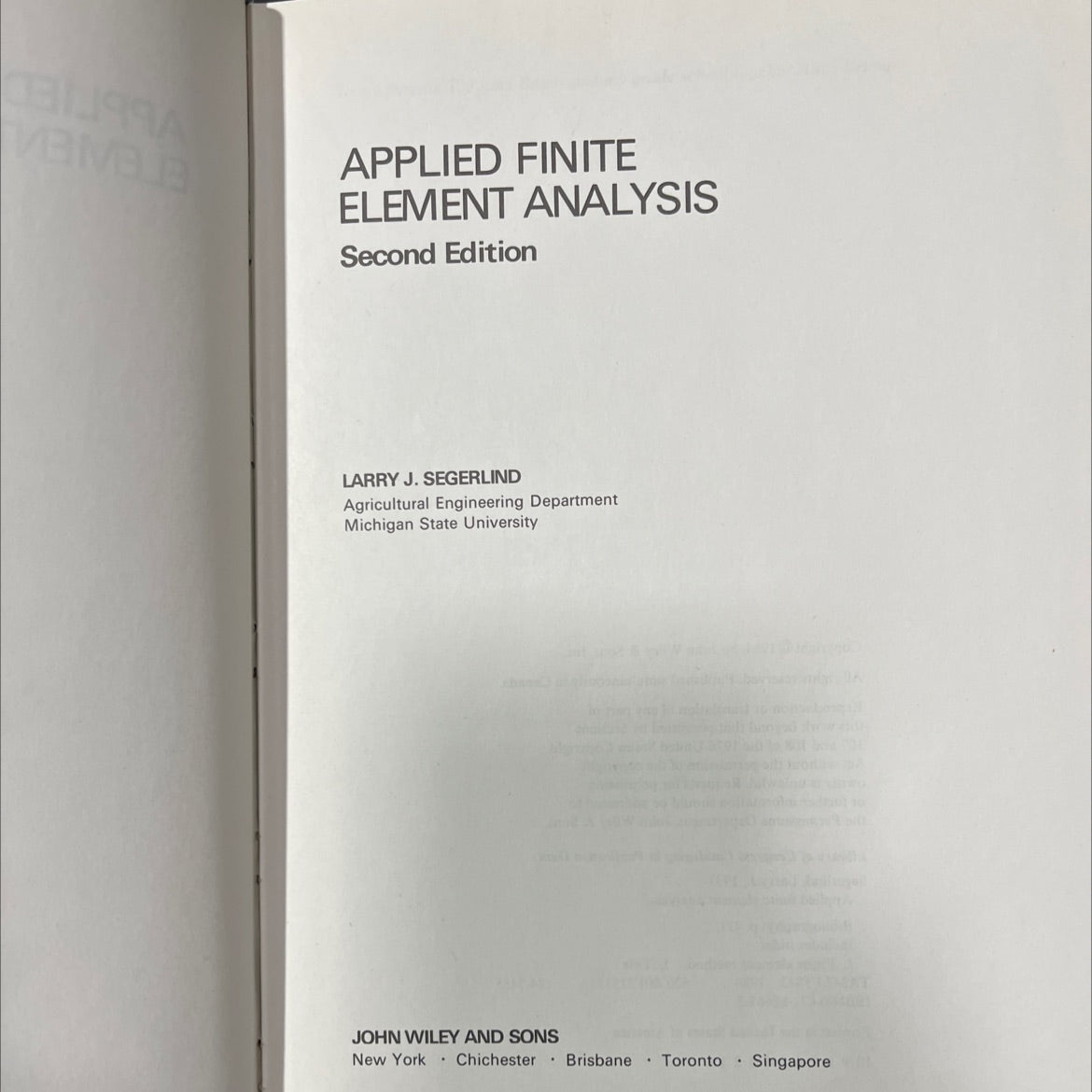 applied finite element analysis book, by larry j. segerlind, 1984 Hardcover image 2