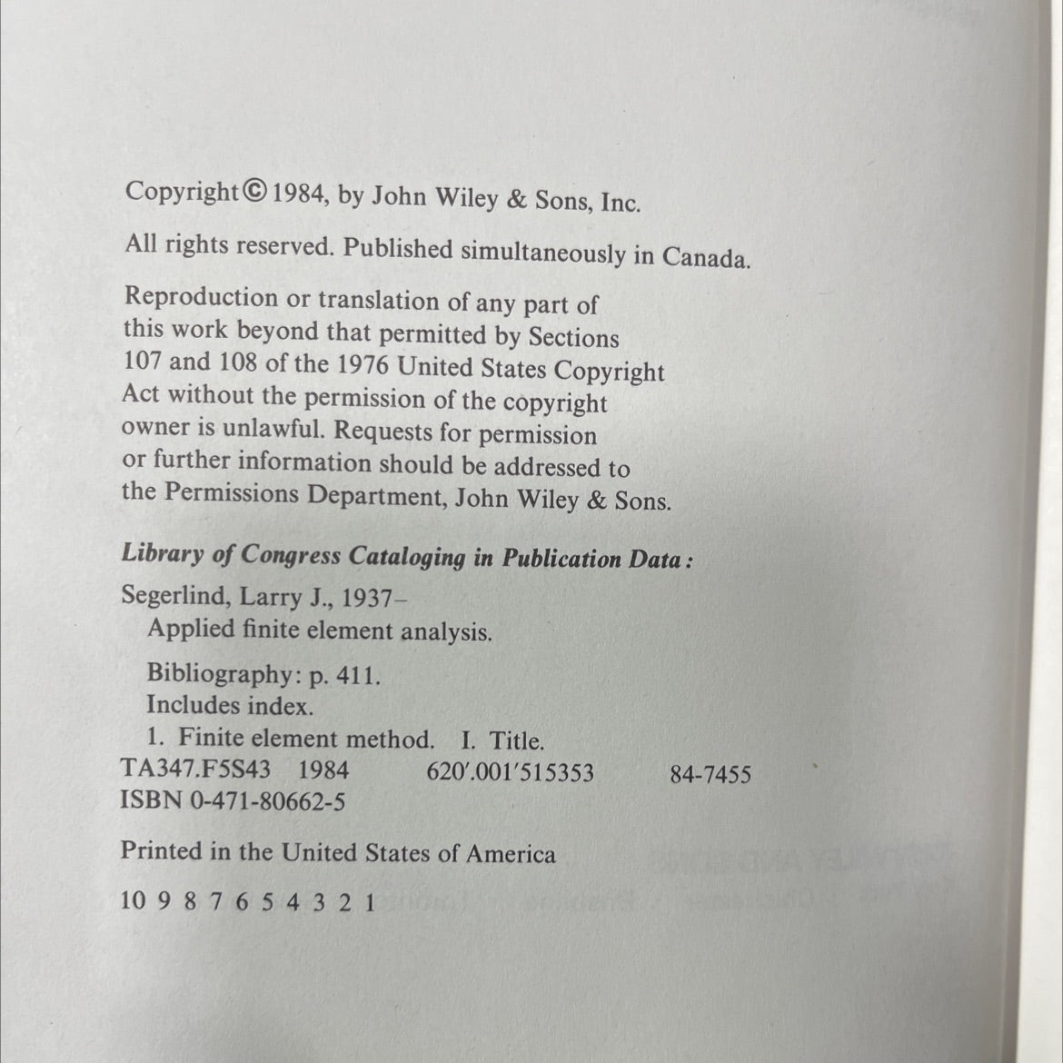 applied finite element analysis book, by larry j. segerlind, 1984 Hardcover image 3