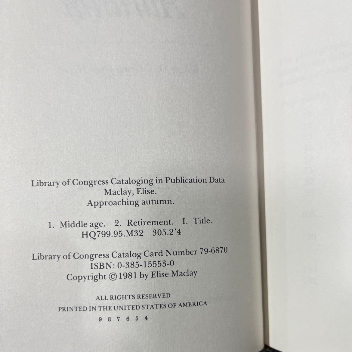 approaching autumn where do i grow from here? book, by elise maclay, 1981 Hardcover image 3