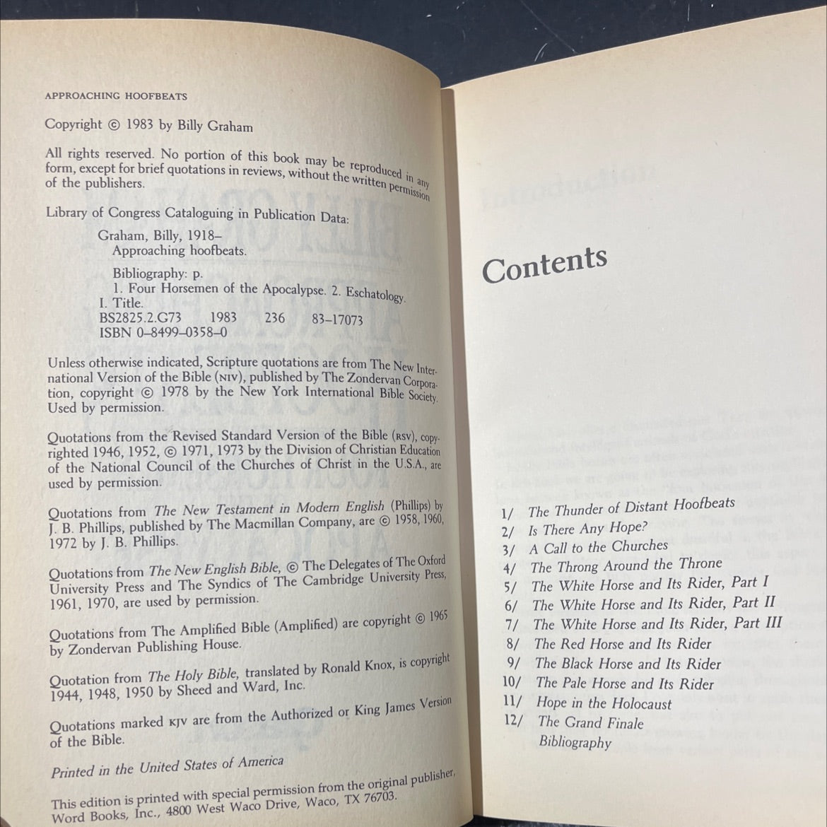 approaching hoofbeats book, by billy graham, 1983 Hardcover image 3
