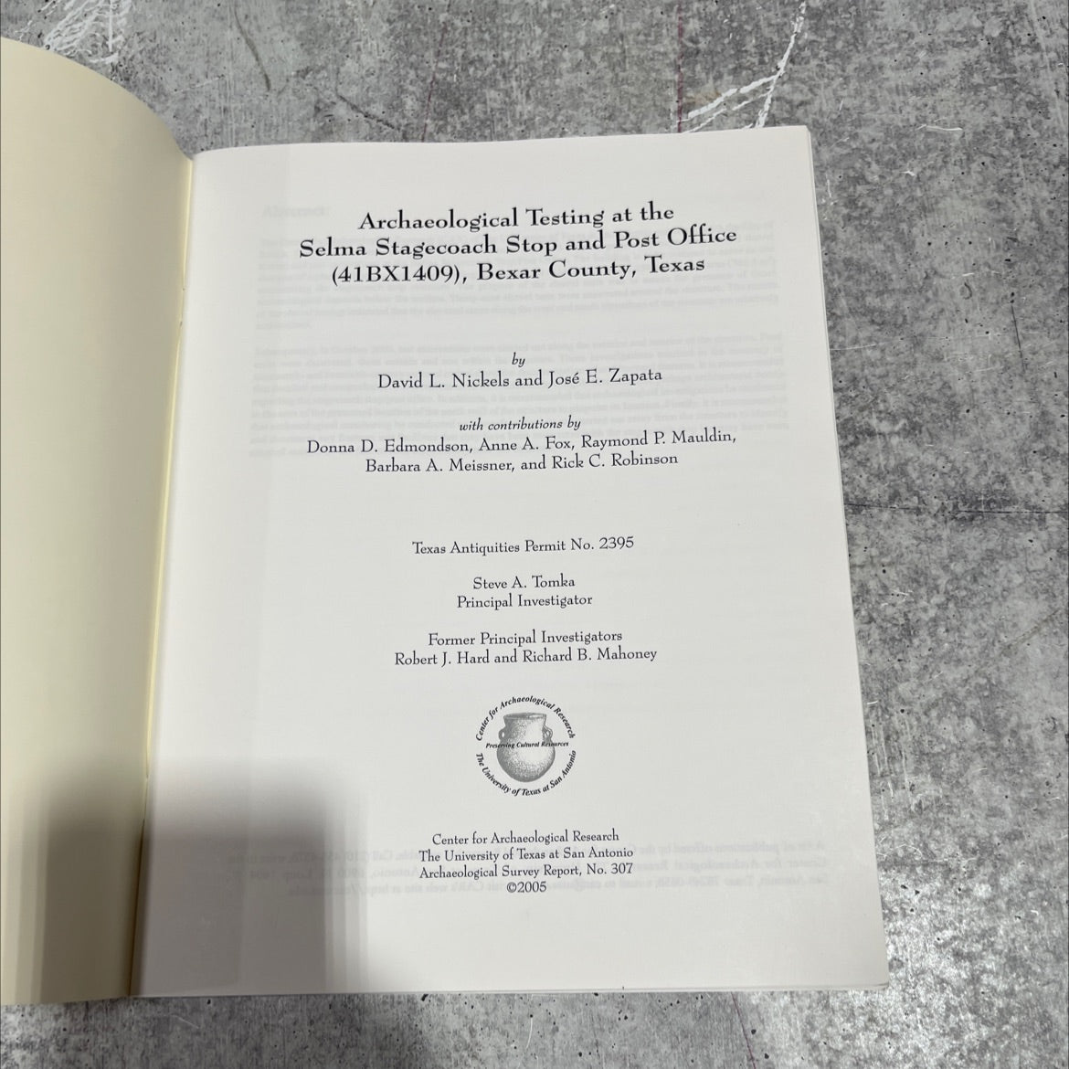 archaeological testing at the selma stagecoach stop and post office (41bx1409), bexar county, texas book, by david l. image 2