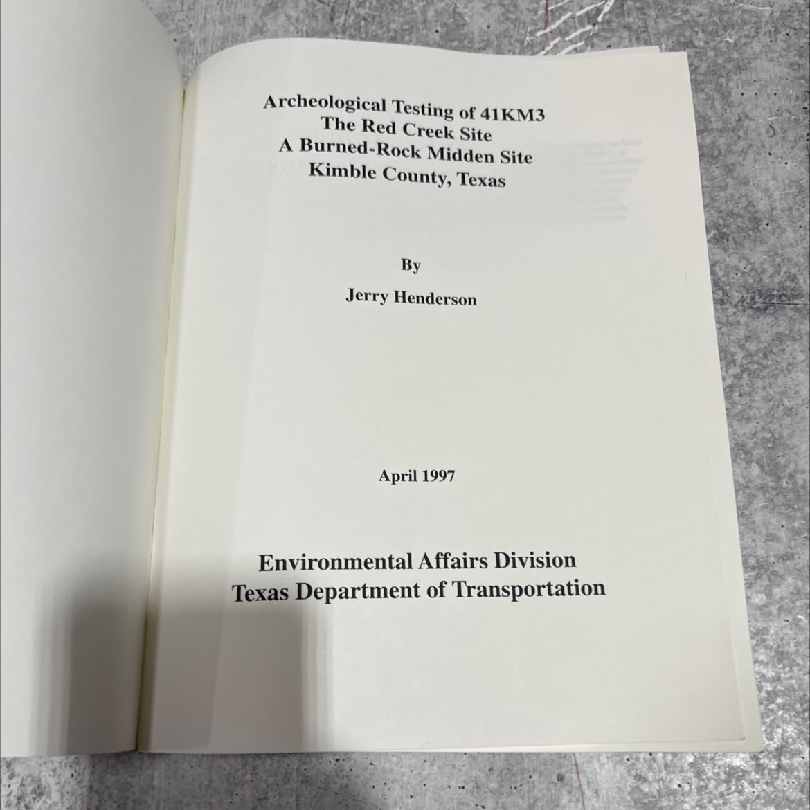 archeological testing of 41km3 the red creek site a burned-rock midden site kimble county, texas book, by jerry image 2