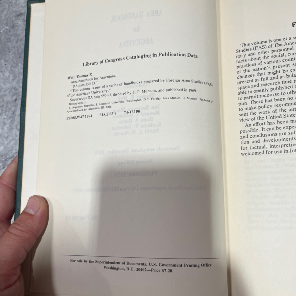 area handbook for argentina book, by Thomas E. Weil, Jan Knippers Black, Howard I. Blutstein, Hans J. Hoyer, Kathryn T. image 3