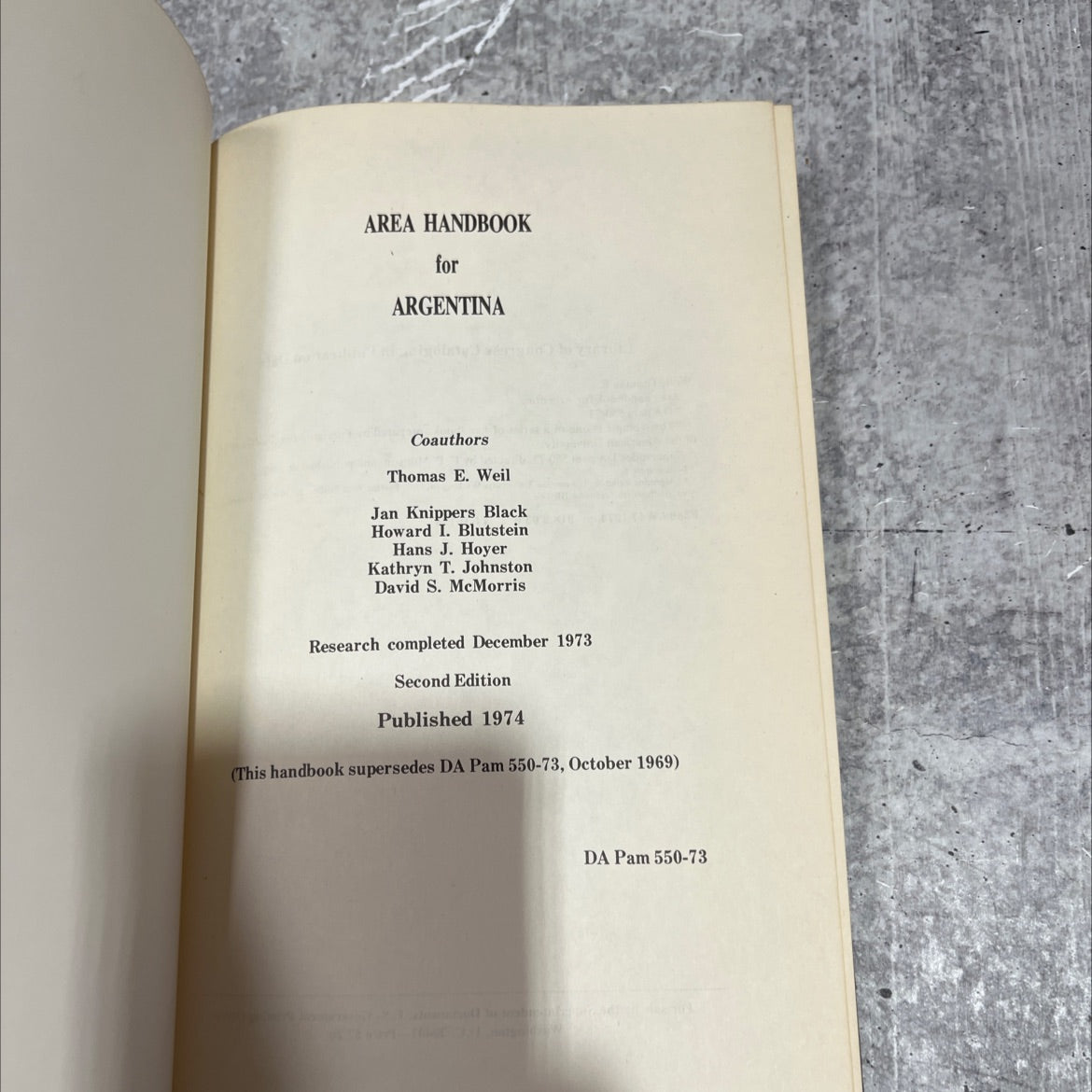 area handbook for argentina book, by Thomas E. Weil, Jan Knippers Black, Howard I. Blutstein, Hans J. Hoyer, Kathryn T. image 2