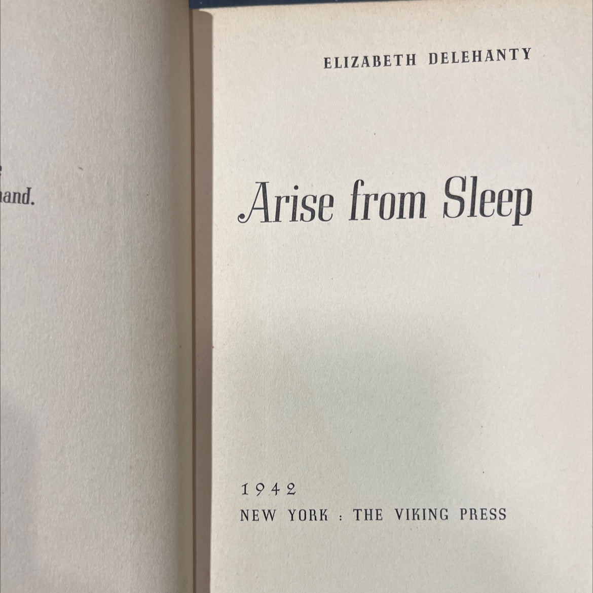 arise from sleep book, by elizabeth delehanty, 1942 Hardcover image 2