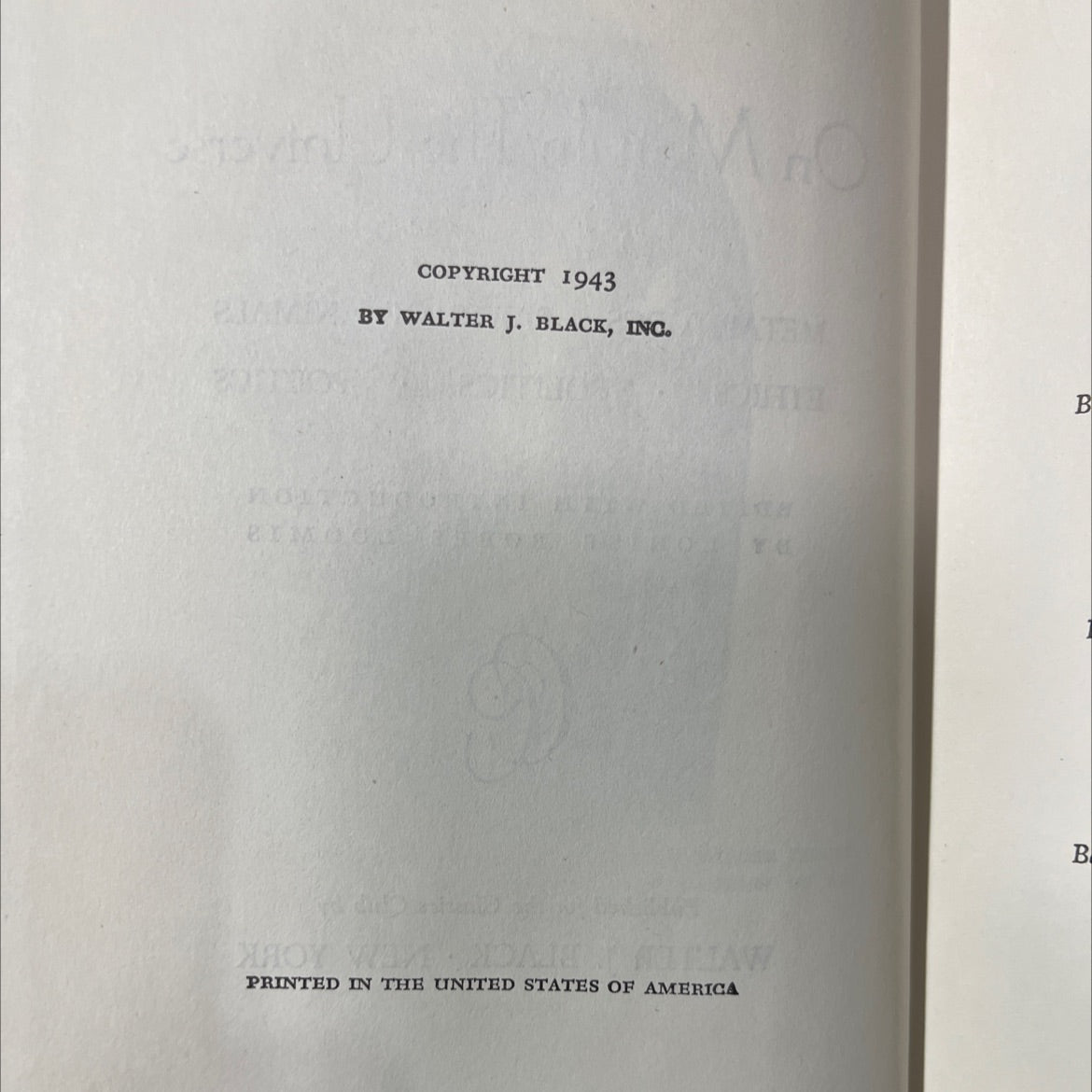 aristotle on man in the universe metaphysics parts of animals ethics politics poetics book, by aristotle, 1943 Hardcover image 3
