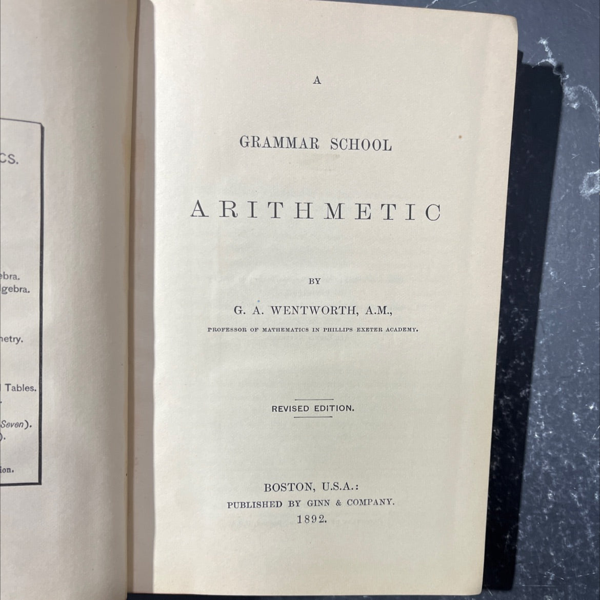 arithmetic by g. a. wentworth book, by g. a. wentworth, 1892 Leather image 2