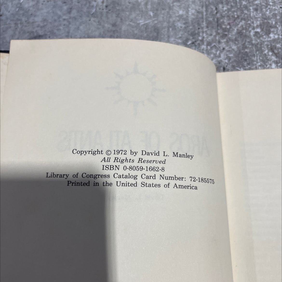 SIGNED aros of atlantis book, by David L. Manley, 1972 Hardcover, Vintage image 3