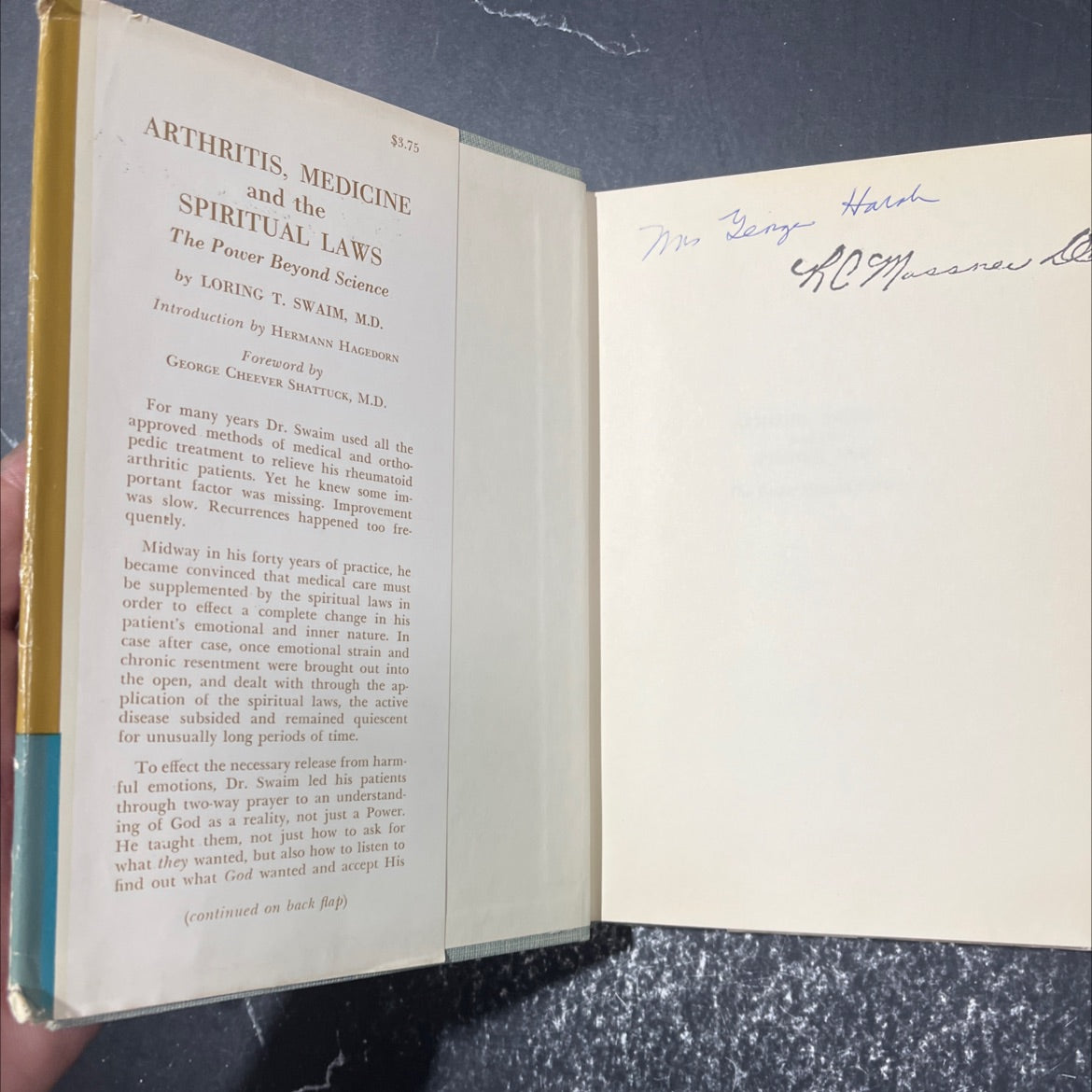 arthritis, medicine and the spiritual laws the power beyond science book, by loring t. swaim, m.d., 1967 Hardcover image 4