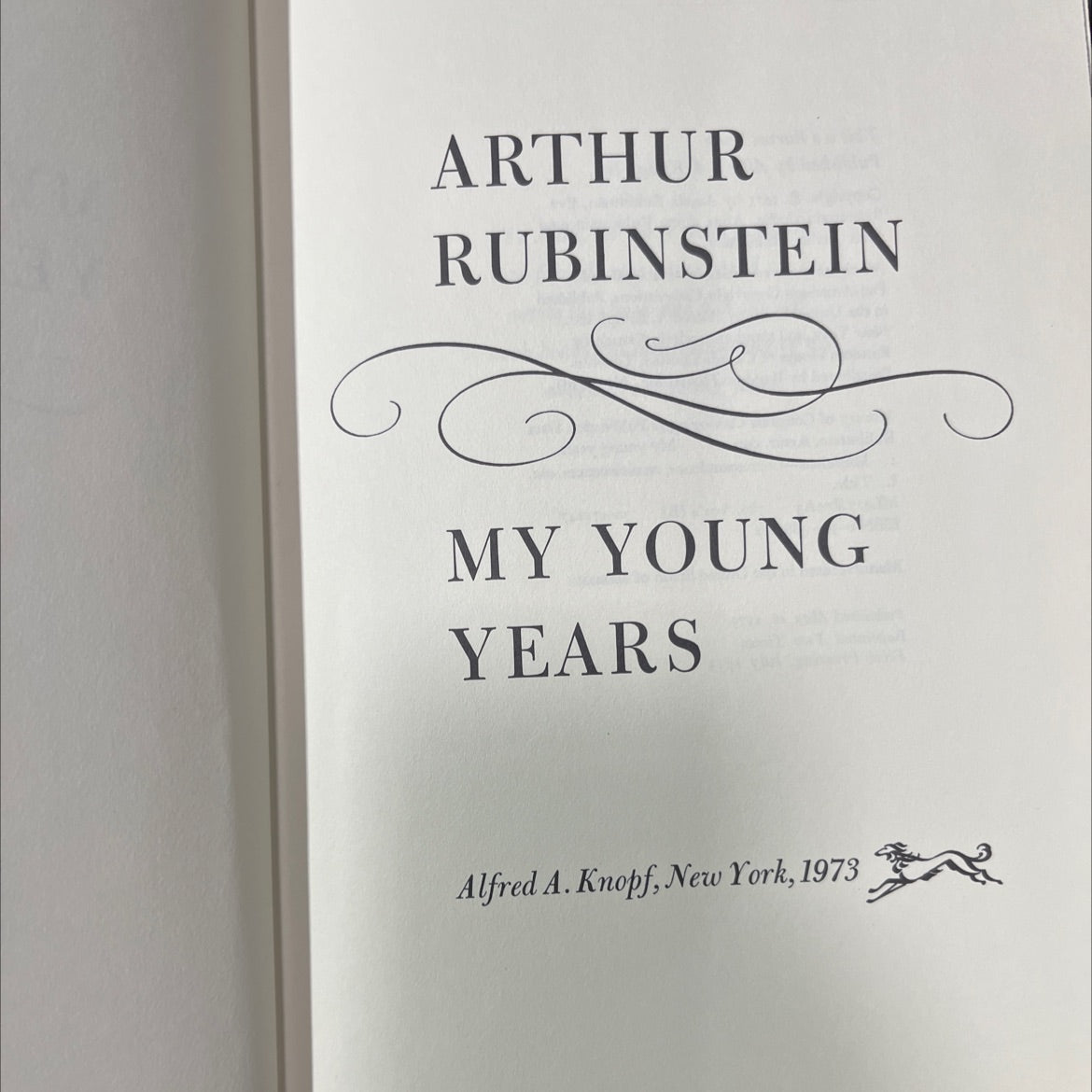 arthur rubinstein my young years book, by Artur Rubinstein, 1973 Hardcover image 2