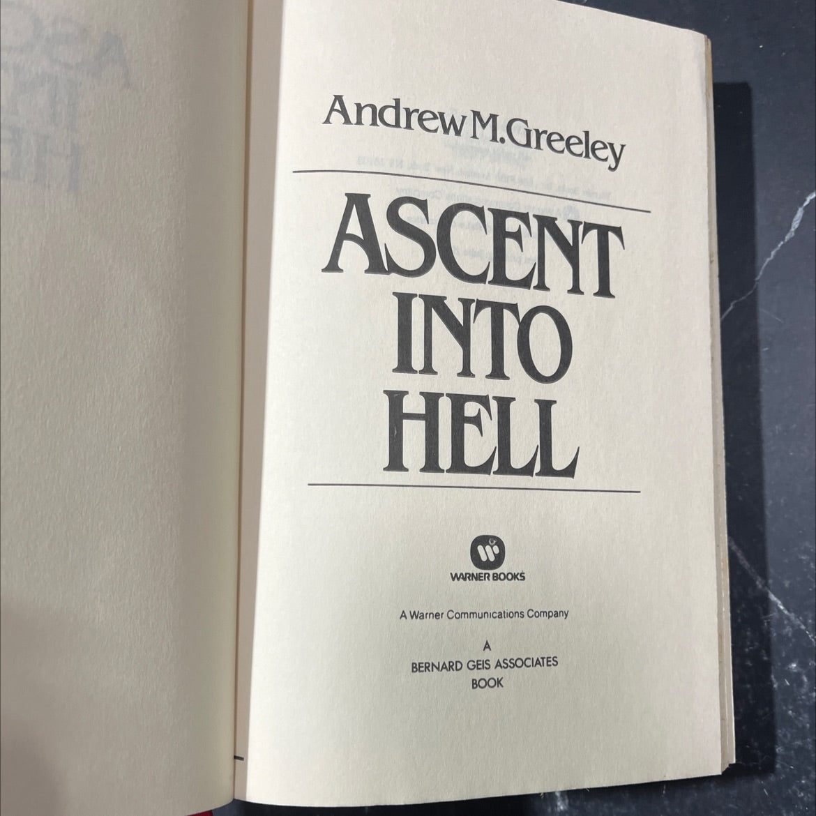 ascent into hell book, by Andrew M. Greeley, 1983 Hardcover image 2