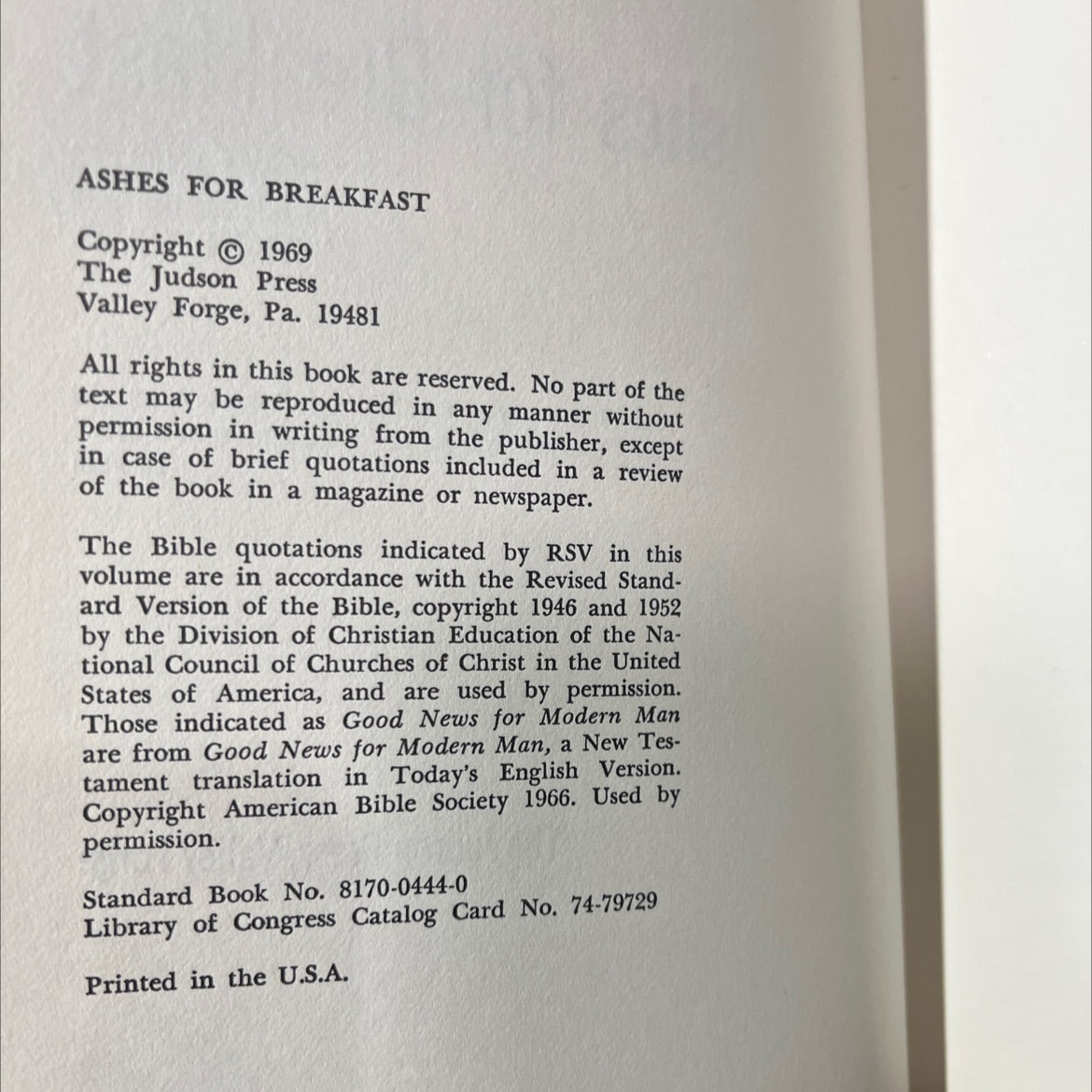 ashes for breakfast book, by thomas j. holmes, gainer e. bryan, jr., 1969 Hardcover image 3