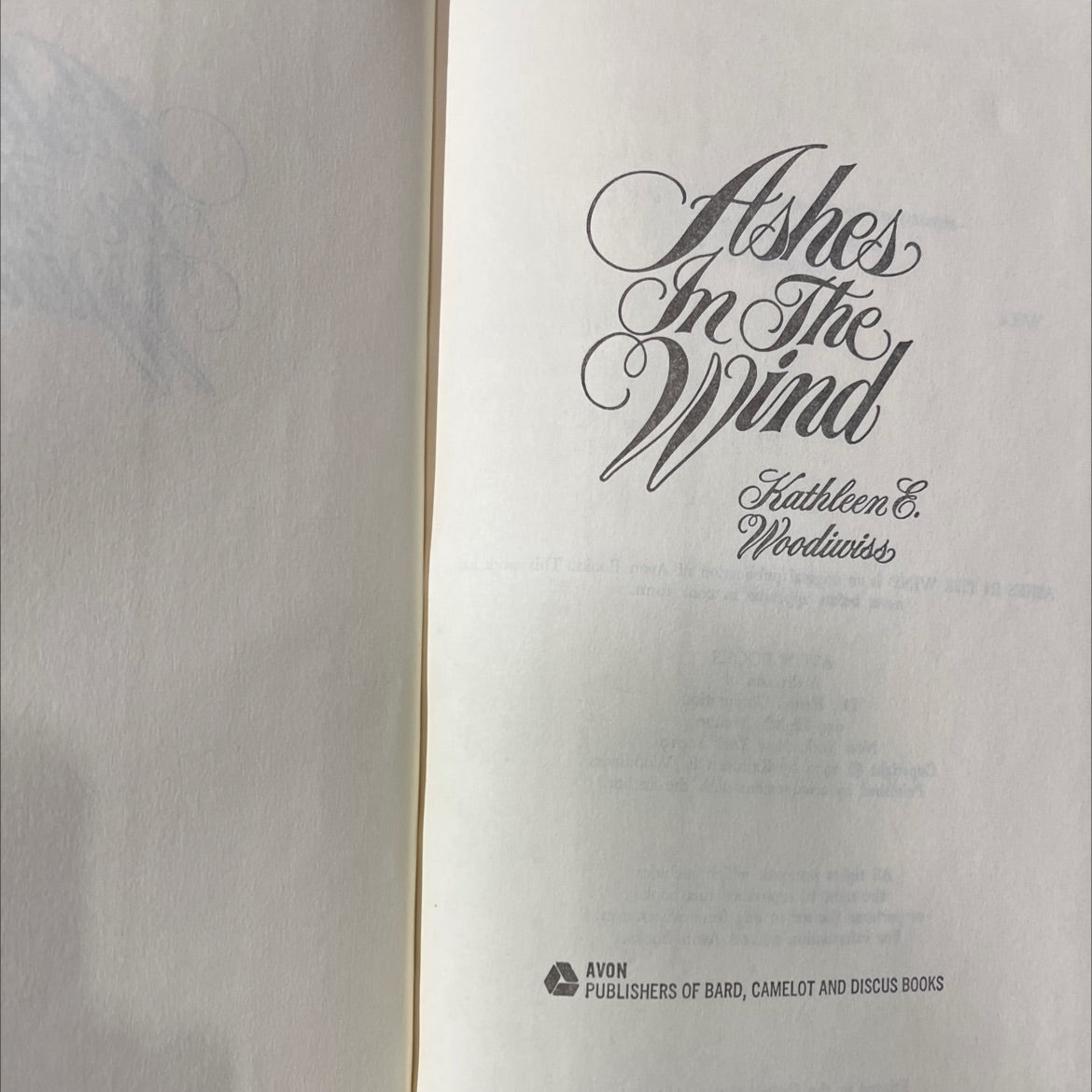 ashes in the wind book, by Kathleen E. Woodiwiss, 1979 Hardcover image 2