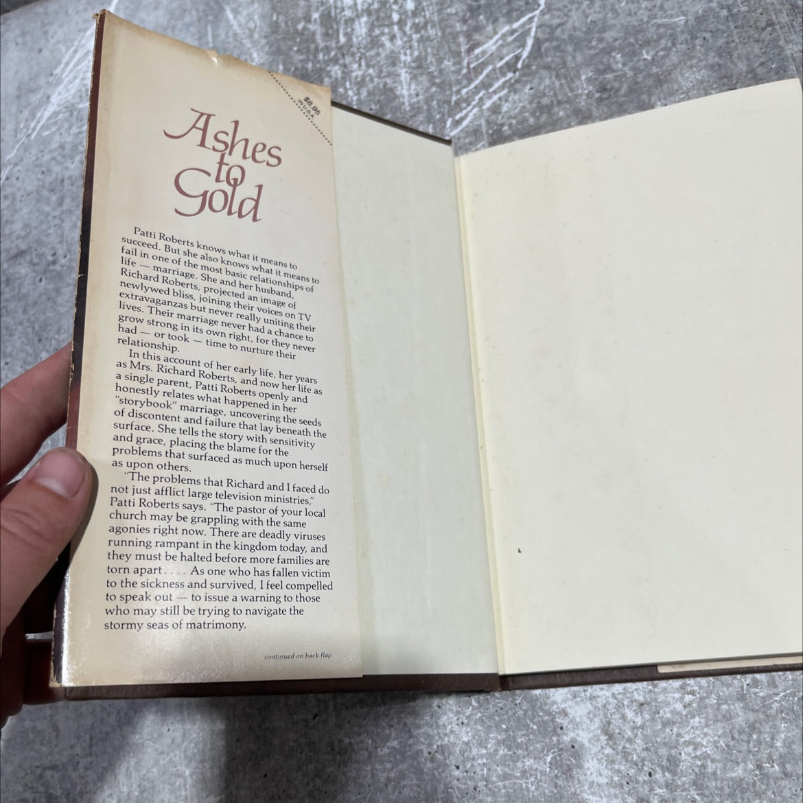 ashes to gold book, by Patti Roberts with Sherry Andrews, 1983 Hardcover image 4