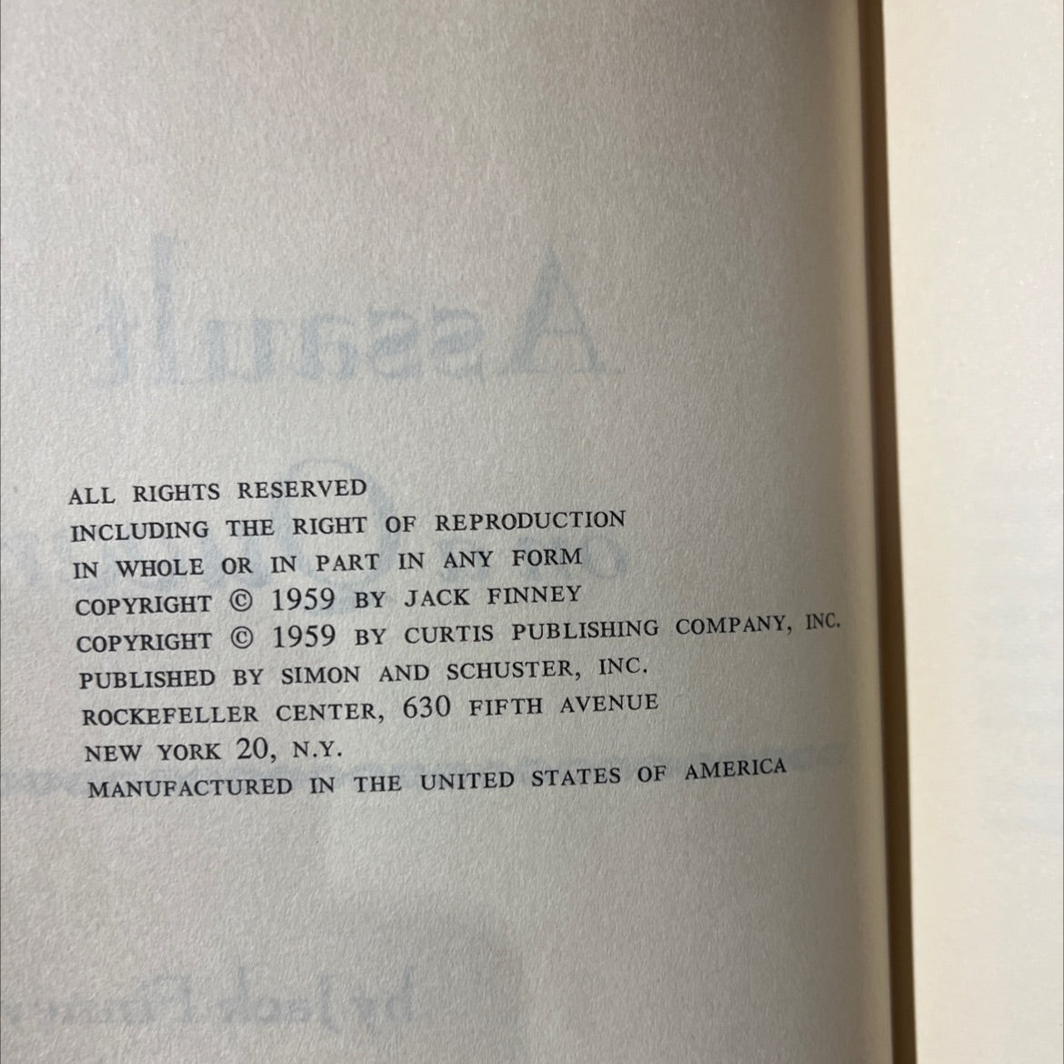 assault on a queen book, by jack finney, 1959 Hardcover image 3