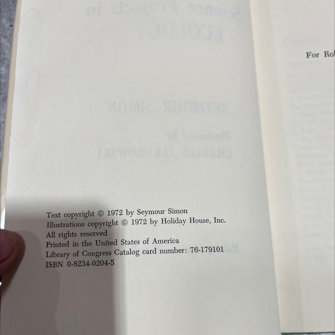 astonianise science projects in ecology book, by Seymour Simon, 1972 Hardcover image 3