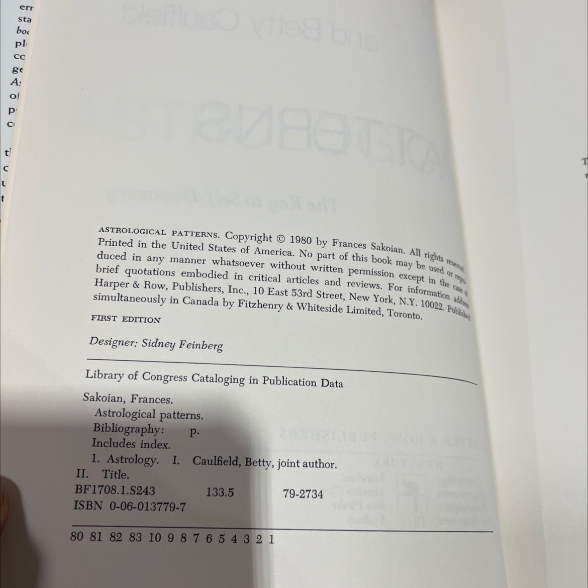 astrological patterns book, by Frances Sakoian, Betty Caulfield, 1980 Hardcover image 3