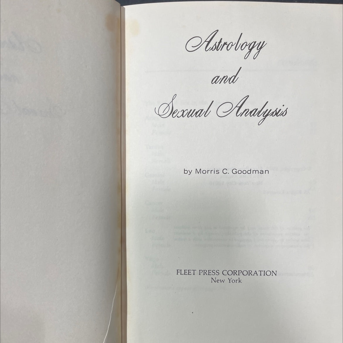 astrology and sexual analysis book, by morris c. goodman, 1972 Hardcover image 2