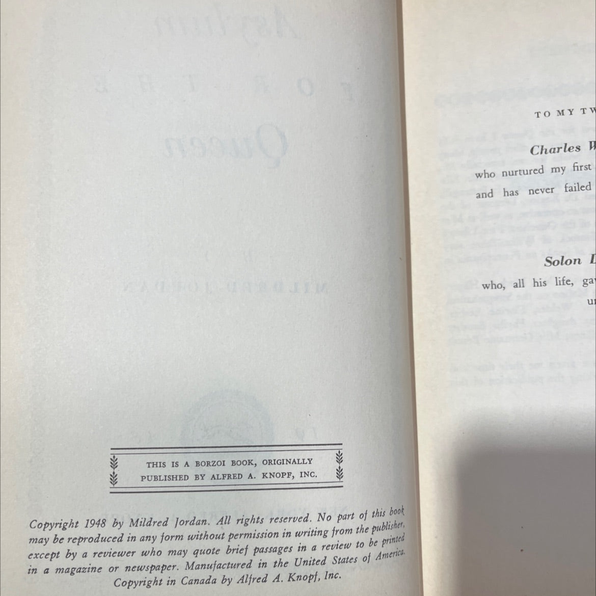 asylum for the queen book, by mildred jordan, 1948 Hardcover image 3
