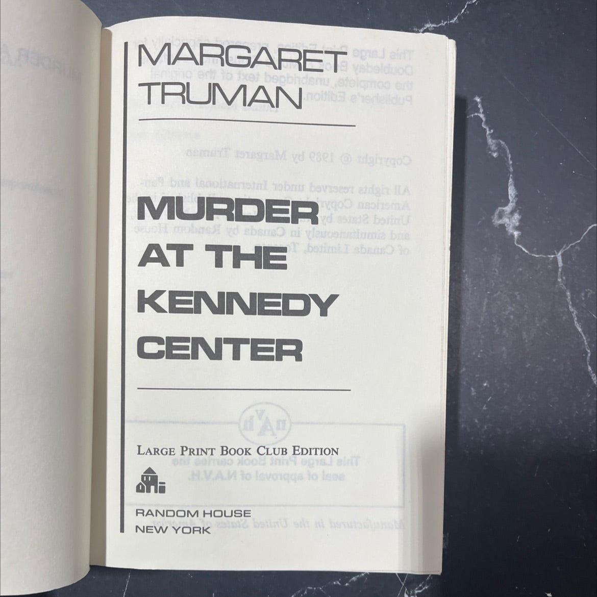 at the kennedy center large print book club edition book, by margaret truman, 2012 Hardcover image 2