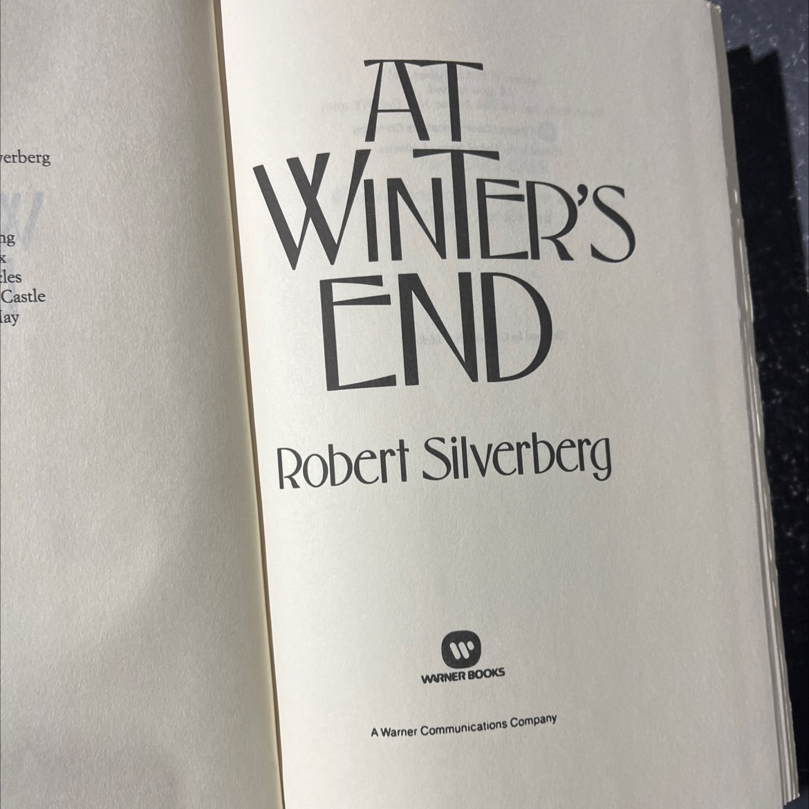 at winter's end book, by robert silverberg, 1988 Hardcover image 2
