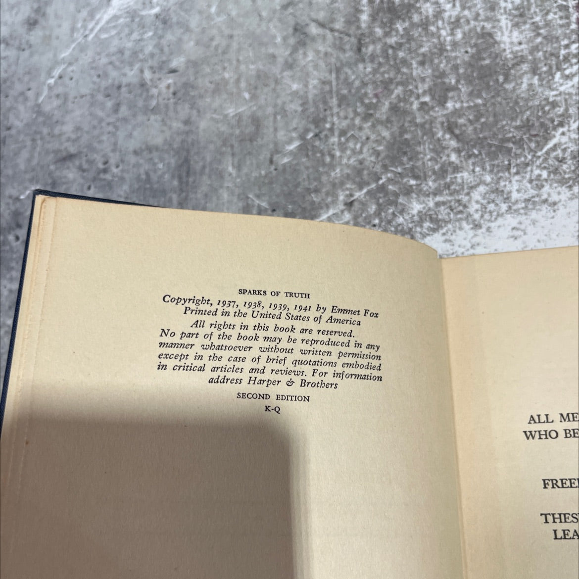 ates sparks of truth book, by emmet fox, 1941 Hardcover image 3