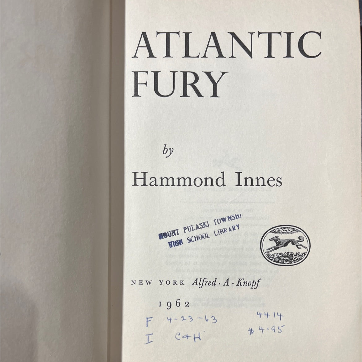 atlantic fury book, by Hammond Innes, 1962 Hardcover image 2