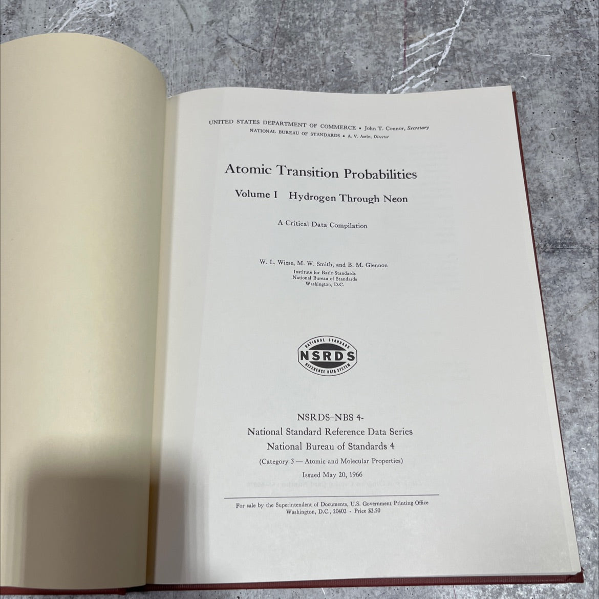atomic transition probabilities volume hydrogen through neon a critical data compilation book, by W. L. Wiese, M. W. image 2