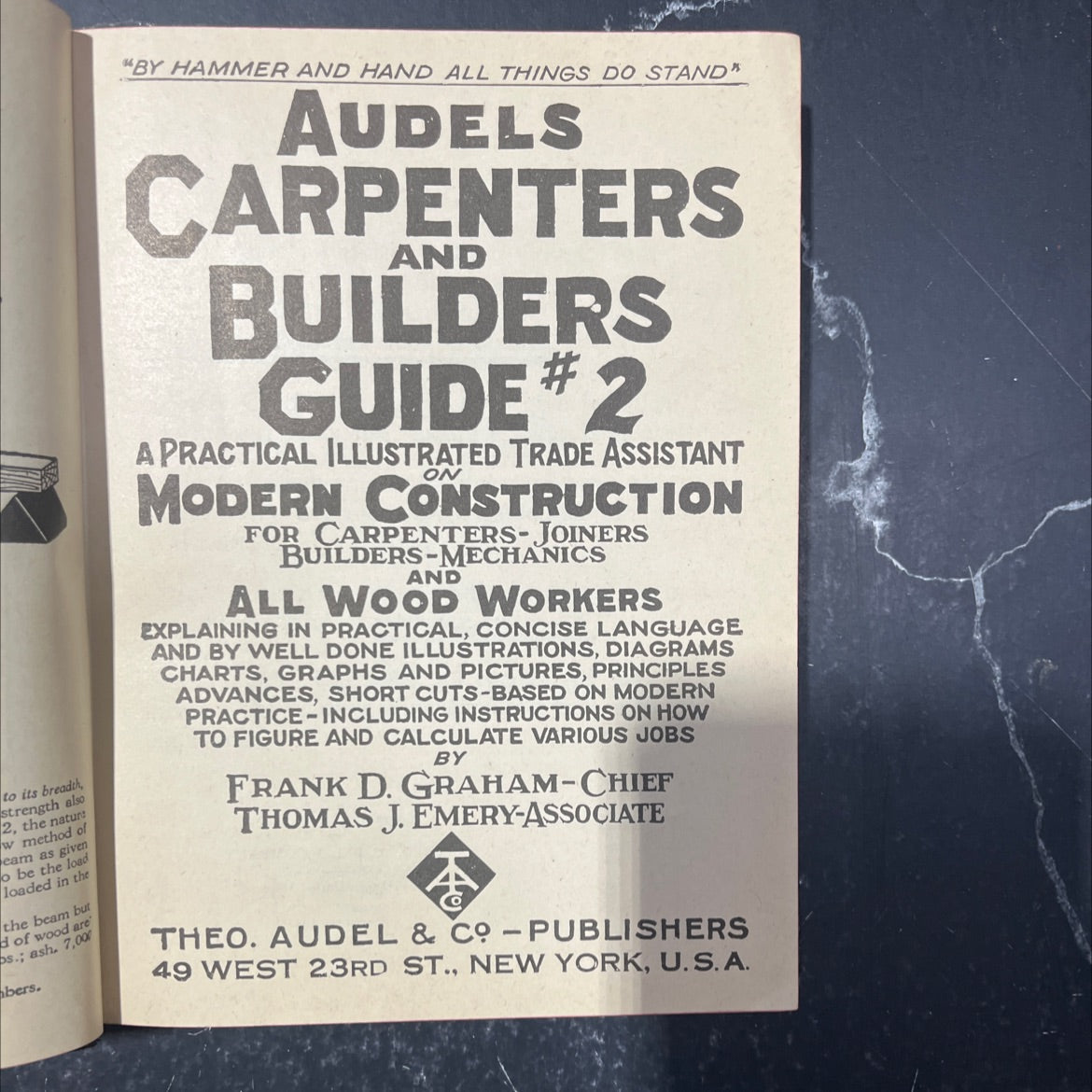audels and carpenters builders guide #2 book, by frank d. graham, chief thomas j. emery, associate, 1947 Leather image 2