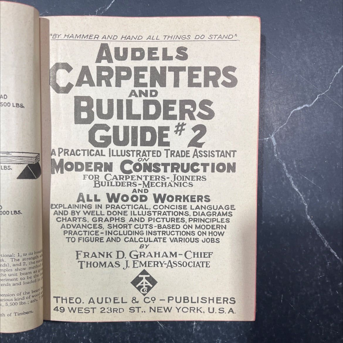 audels carpenters builders guide #2 book, by frank d. graham, thomas j. emery, 1939 Leather image 2