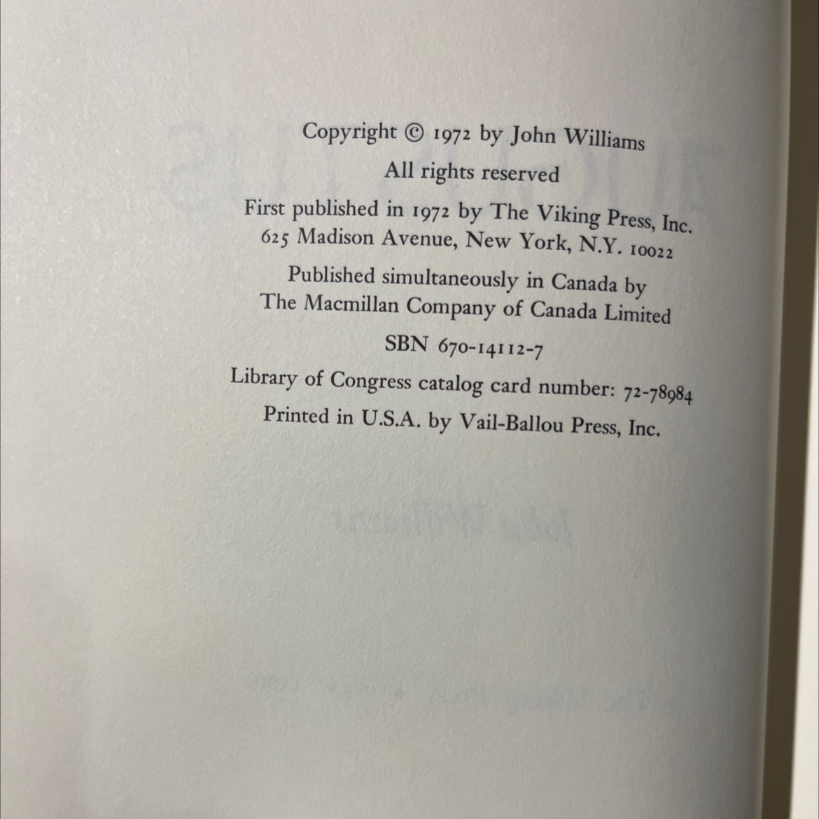 augustus book, by John Williams, 1972 Hardcover, First Edition, Rare, Vintage image 3