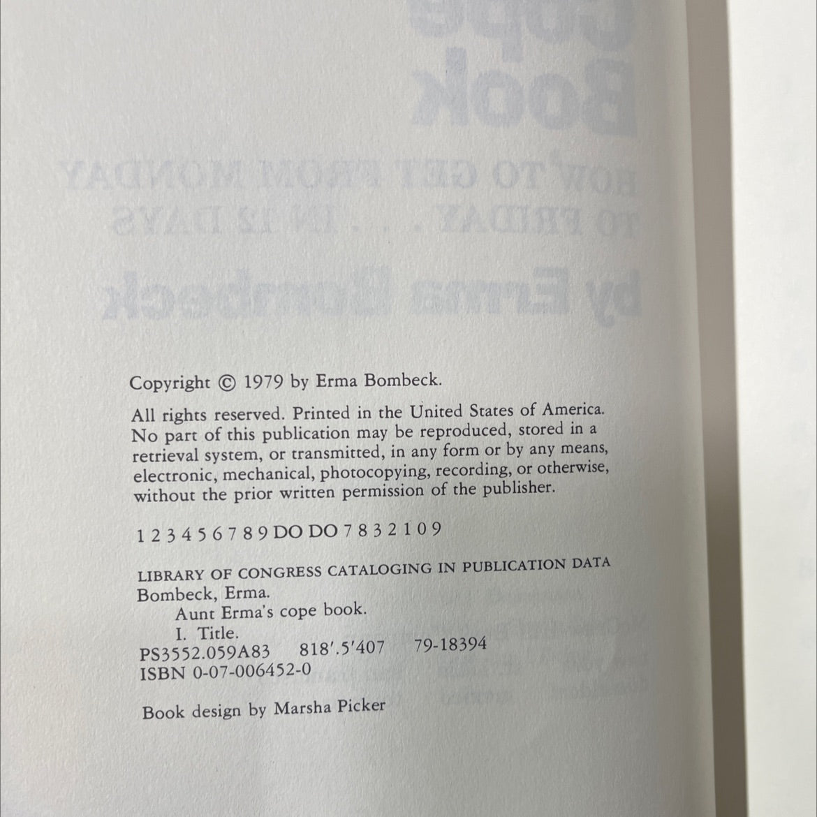 aunt erma's cope book how to get from monday to friday... in 12 days book, by erma bombeck, 1979 Hardcover image 3