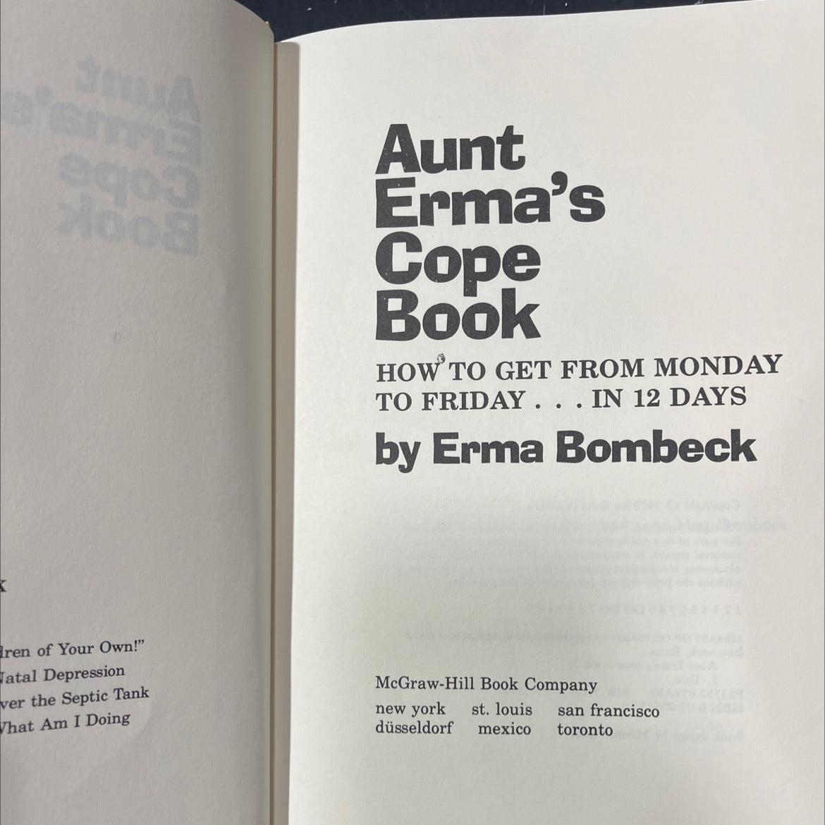 aunt erma's cope book how to get from monday to friday... in 12 days book, by erma bombeck, 1979 Hardcover image 2