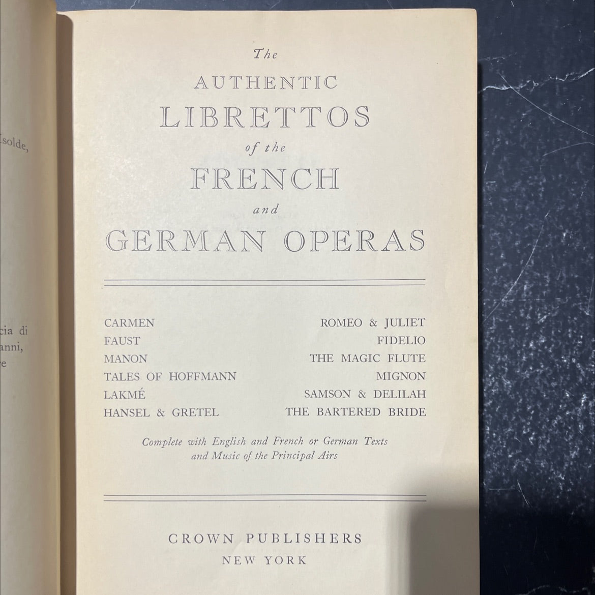 authentic librettos of the french and german operas book, by unknown, 1939 Hardcover image 2