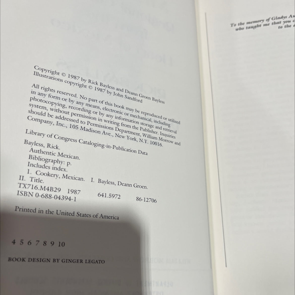 authentic mexican book, by Rick Bayless, 1987 Hardcover image 3