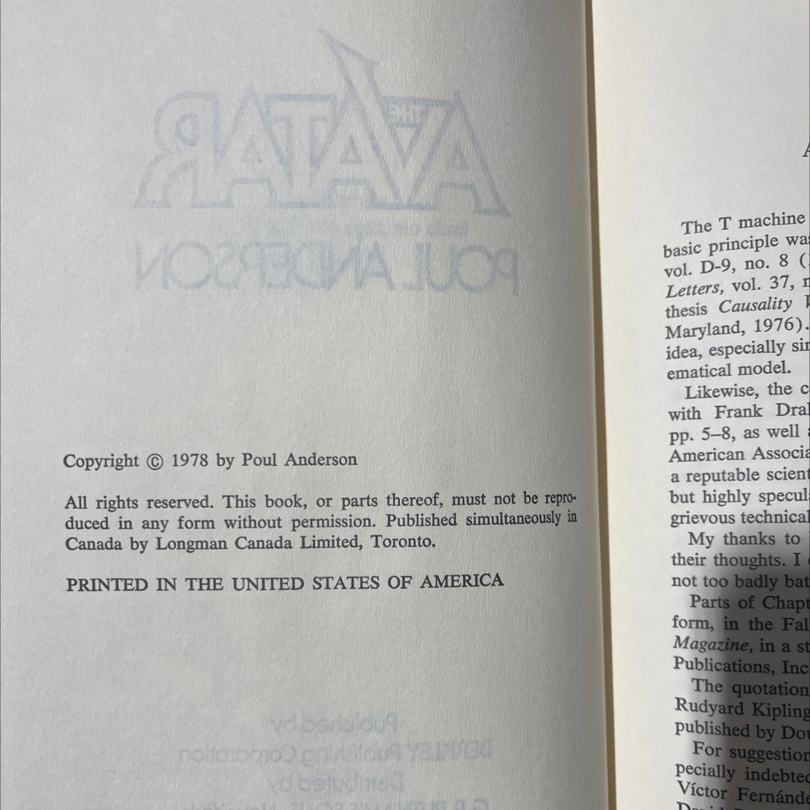 avatar book, by poul anderson, 1978 Hardcover image 3