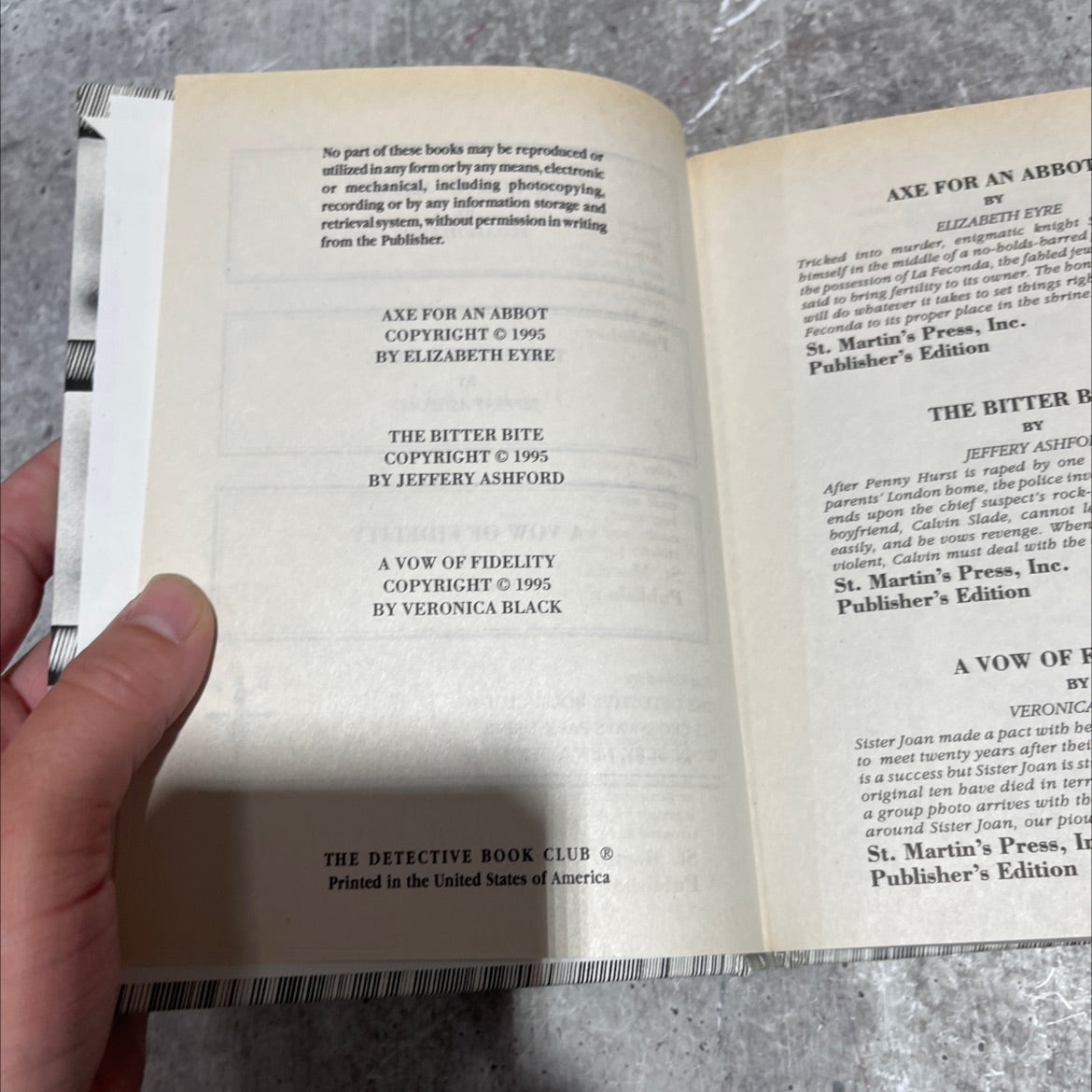 axe for an abbot book, by elizabeth eyre, 1995 Hardcover image 3