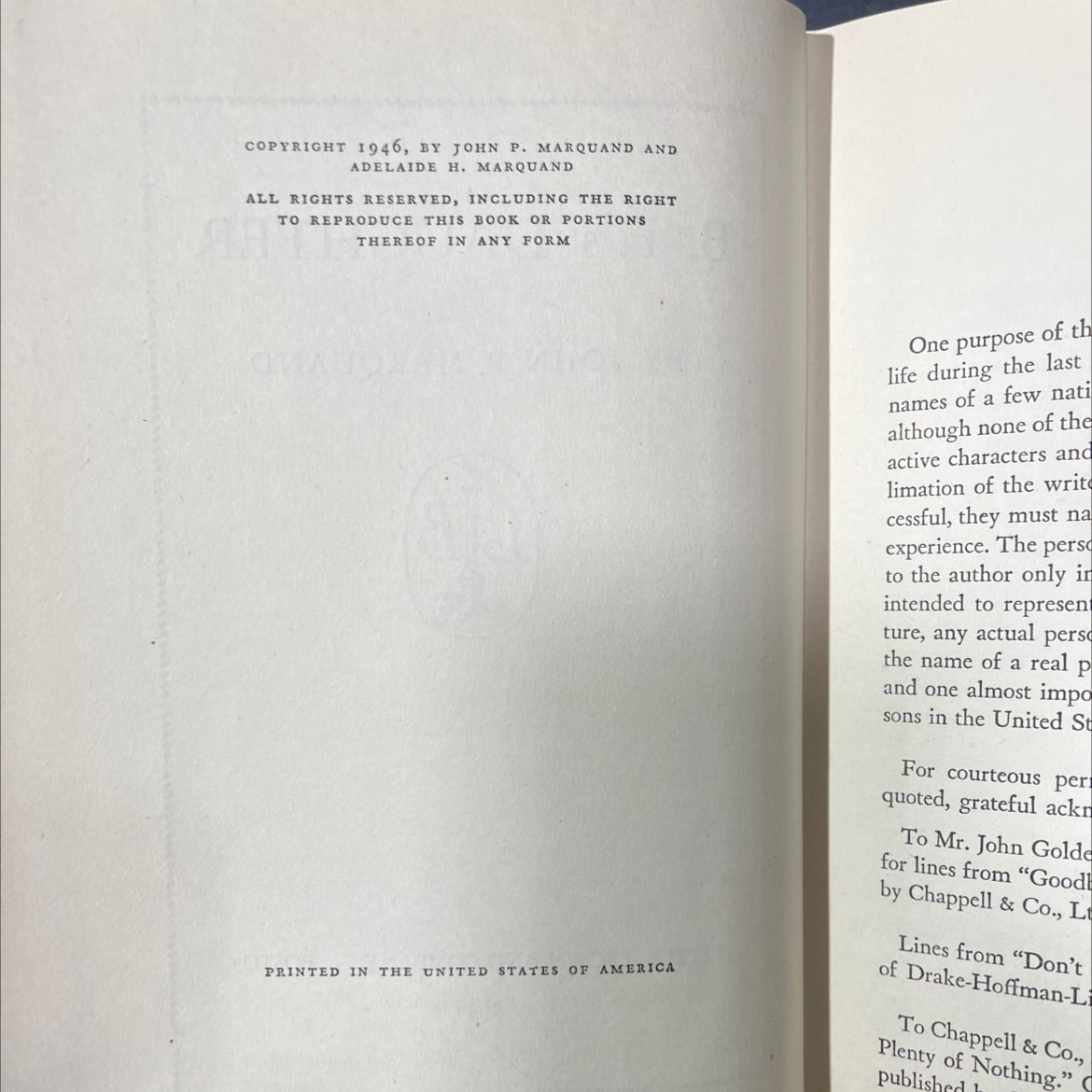 b. f.'s daughter book, by john p. marquand, 1946 Hardcover image 3