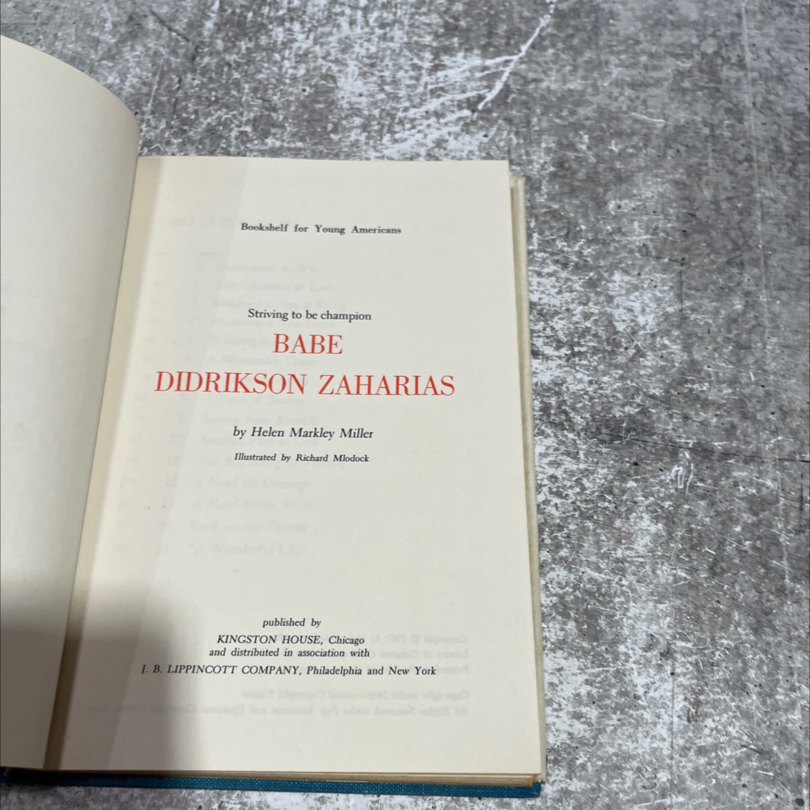 babe didrikson zaharias book, by Helen Markley Miller, 1961 Hardcover image 2