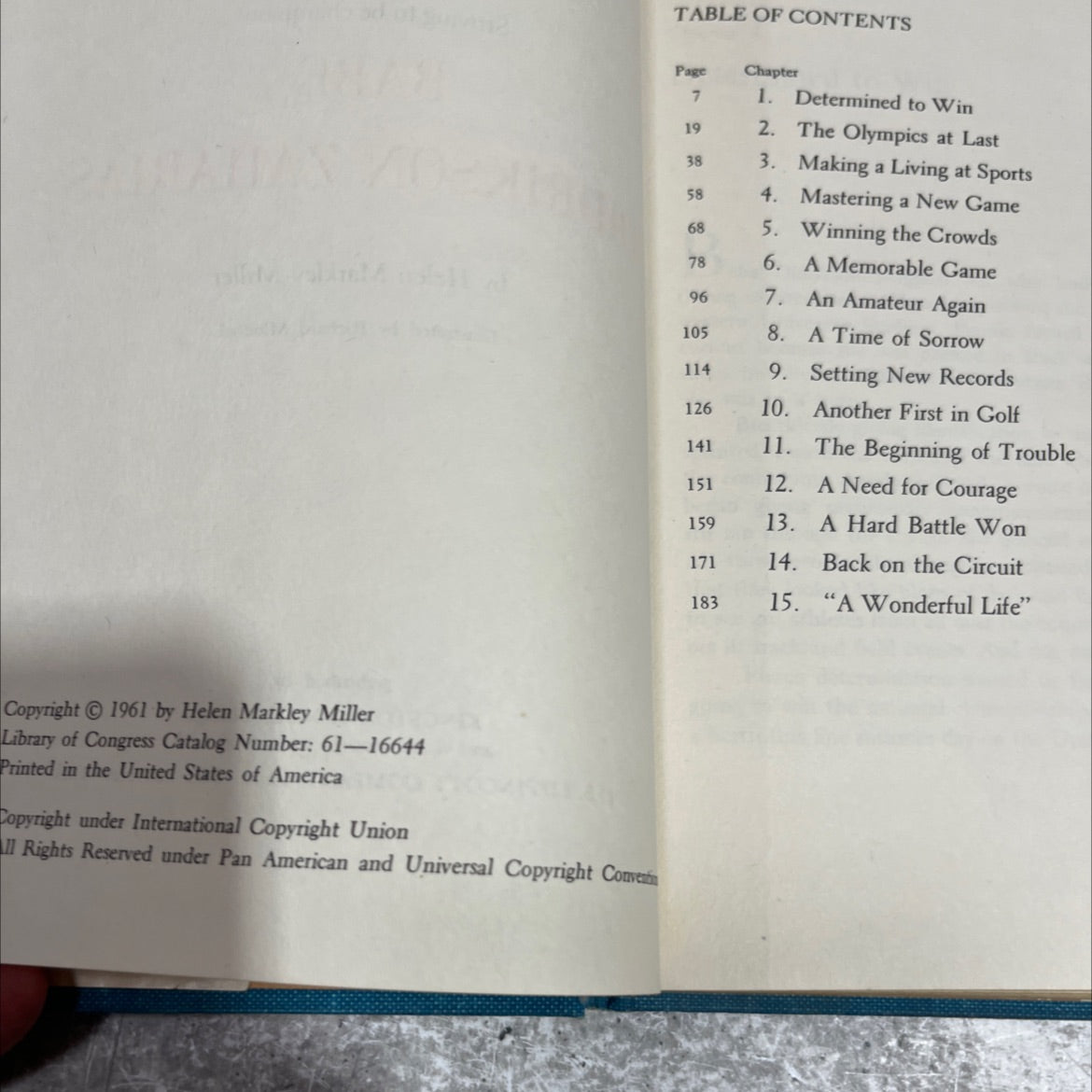 babe didrikson zaharias book, by Helen Markley Miller, 1961 Hardcover image 3