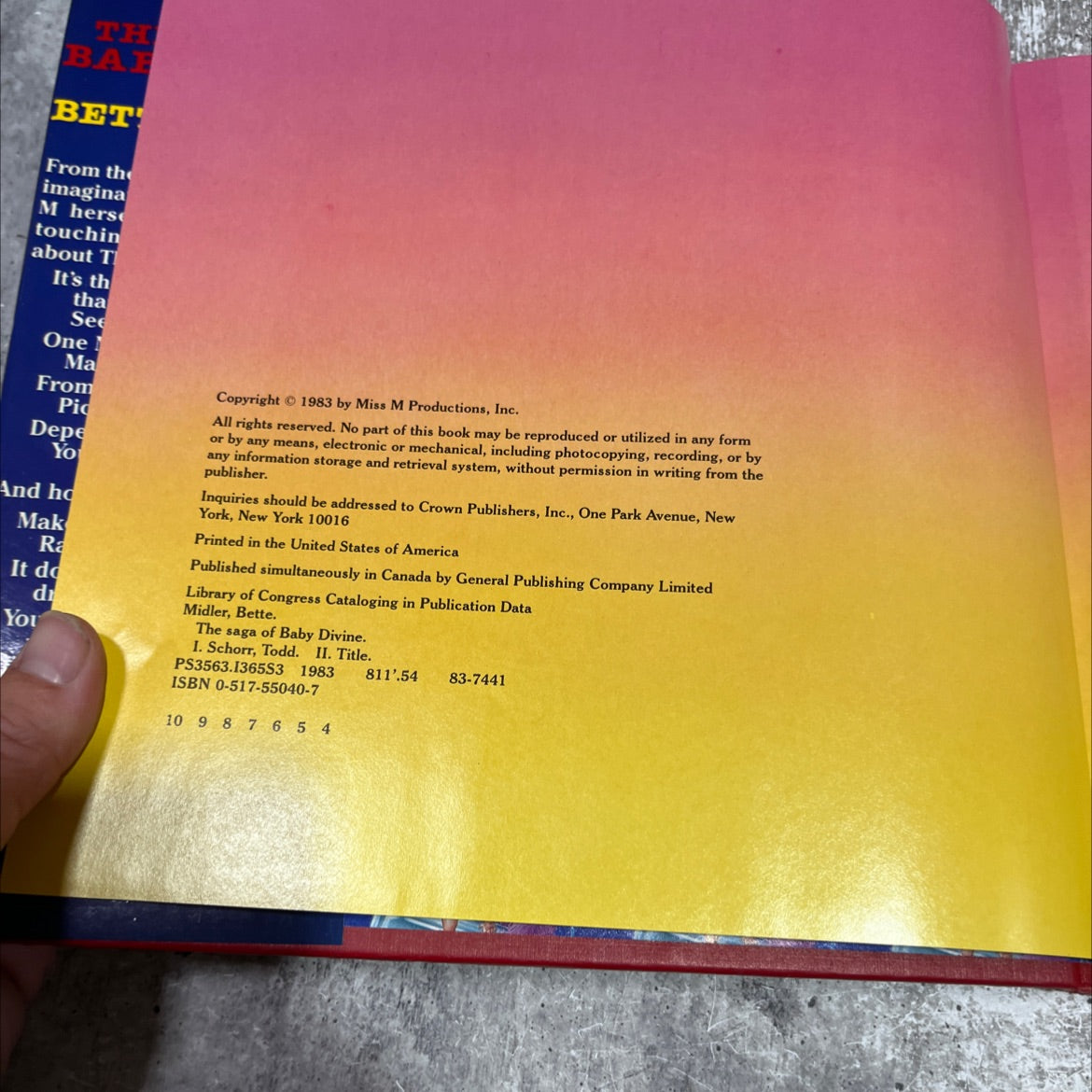 baby divine book, by bette midler, 1983 Hardcover image 3