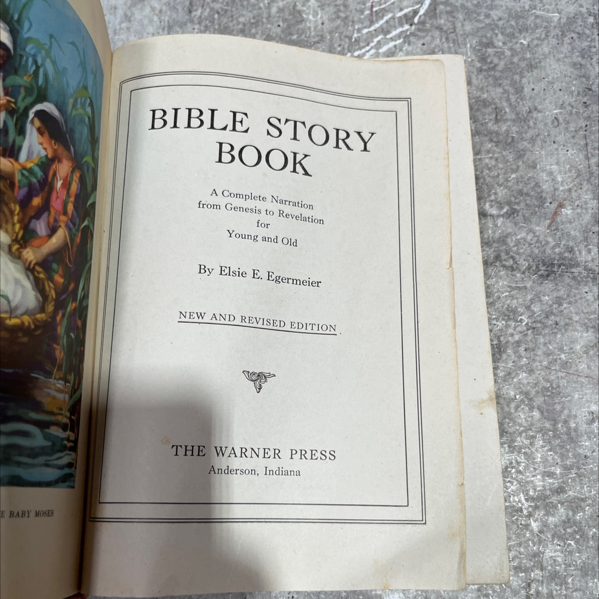 baby moses bible story book book, by elsie e. egermeier, 1939 Hardcover image 2
