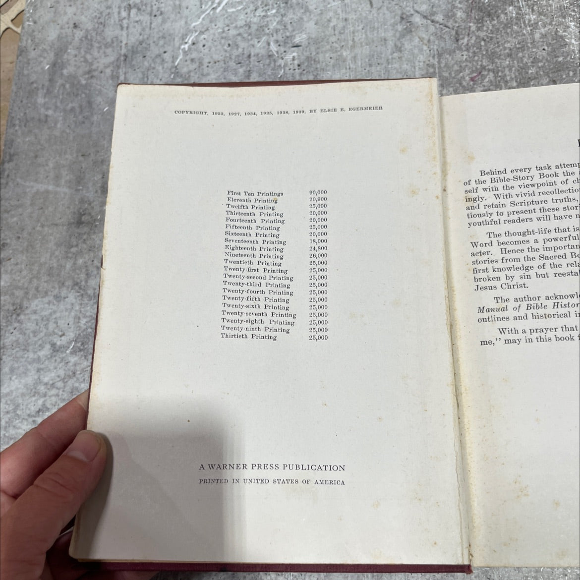 baby moses bible story book book, by elsie e. egermeier, 1939 Hardcover image 3